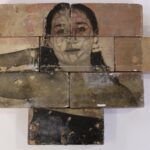 Ruby Field - Collaged bricks making up a portrait of a women in black and white